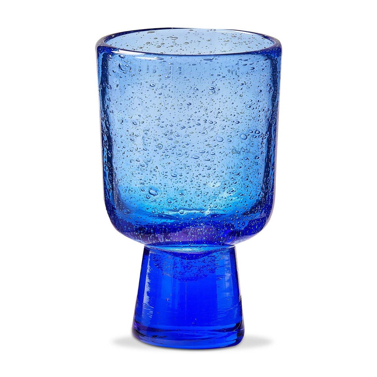 Bubble Glass Footed All Purpose Navy Drinkware - 10oz Dishwasher Safe Drinking Glasses, 5.25" H x 3" L x 3" W